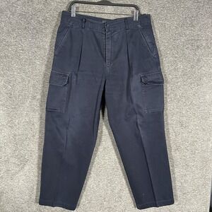 Vintage The J Peterman Company Pants Mens 36x30 Blue Cargo Pleated Workwear‎